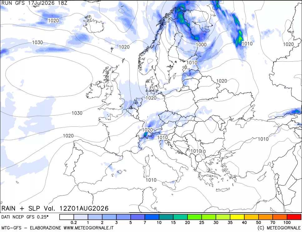 mappa Precipitazioni e pressione SLM