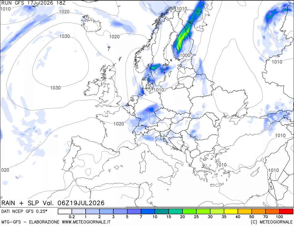 mappa Precipitazioni e pressione SLM