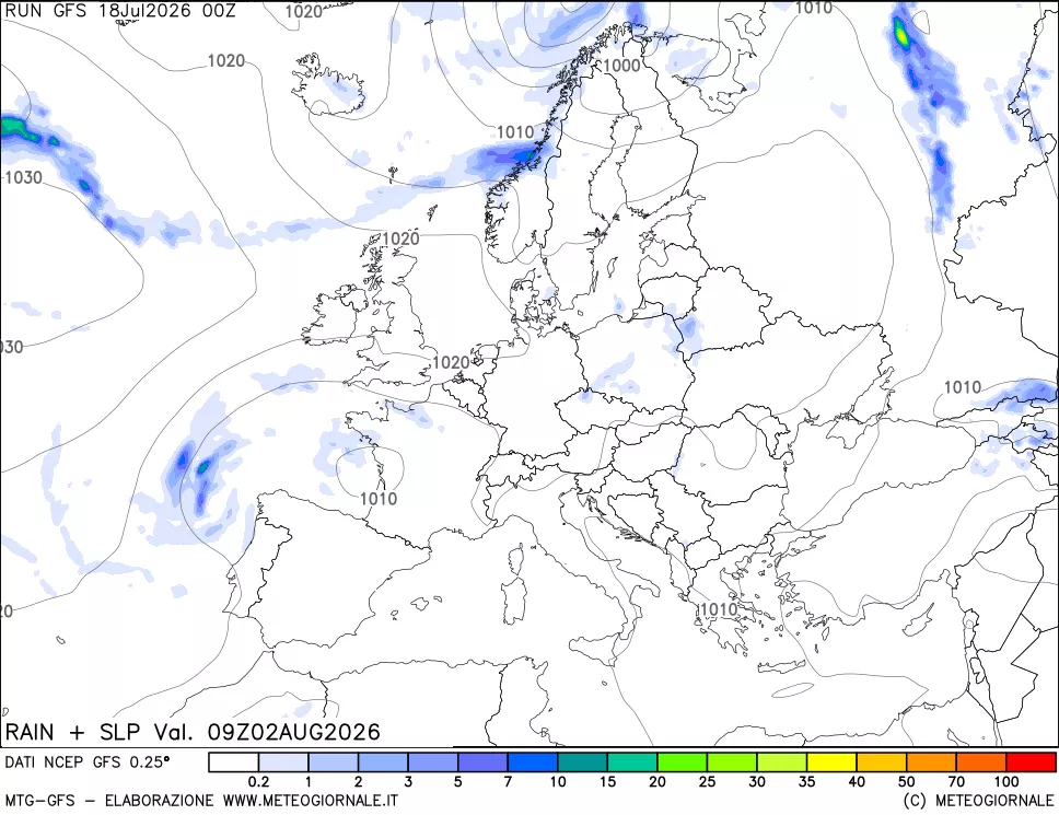 mappa Precipitazioni e pressione SLM