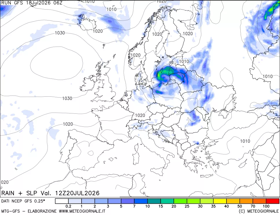 mappa Precipitazioni e pressione SLM