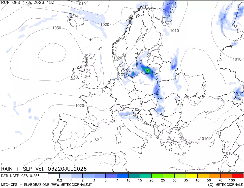 mappa Precipitazioni e pressione SLM