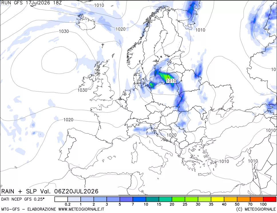 mappa Precipitazioni e pressione SLM