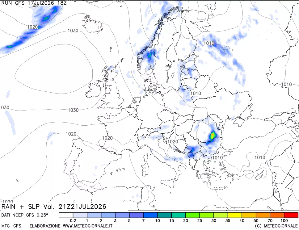mappa Precipitazioni e pressione SLM