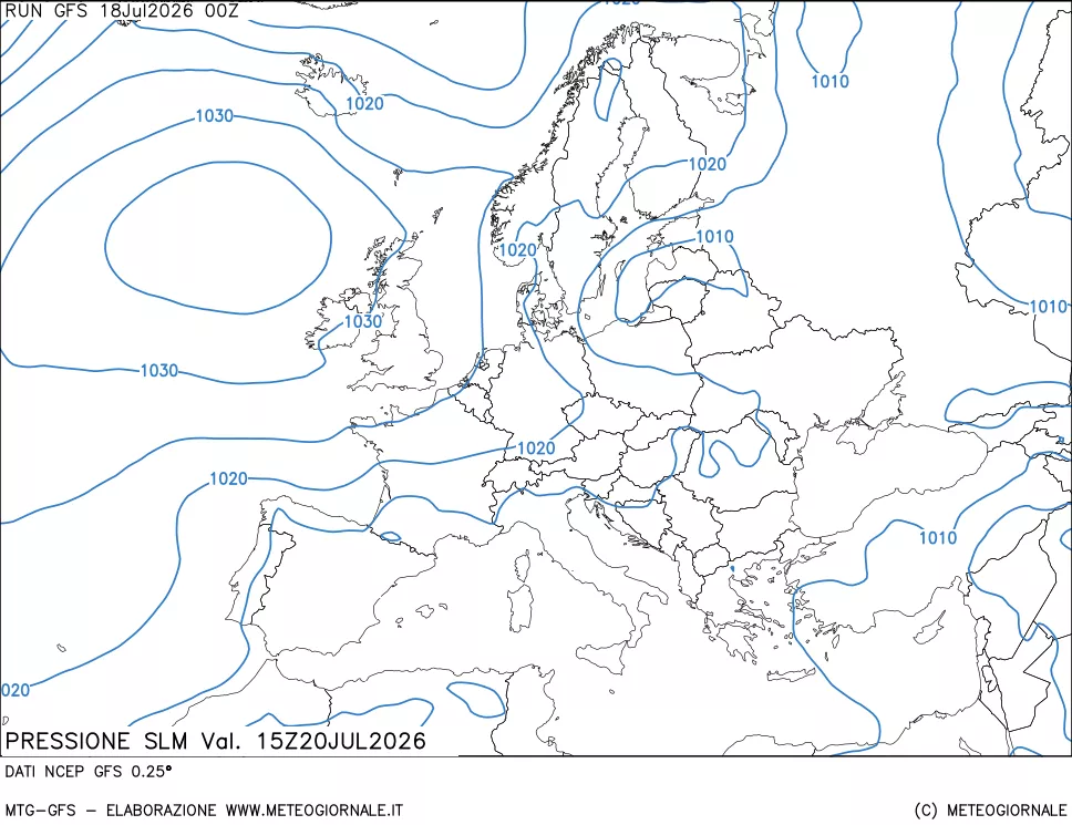 mappa Pressione sul livello del mare