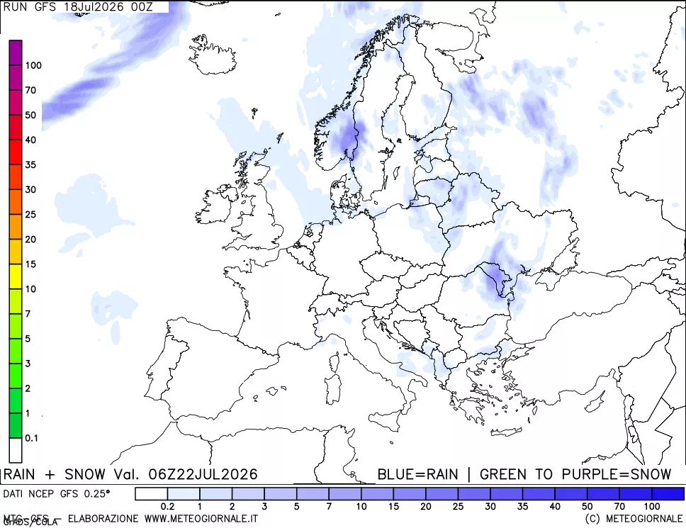 mappa Precipitazioni totali e nevose