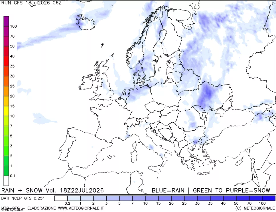 mappa Precipitazioni totali e nevose