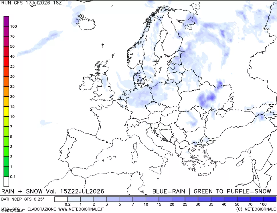 mappa Precipitazioni totali e nevose