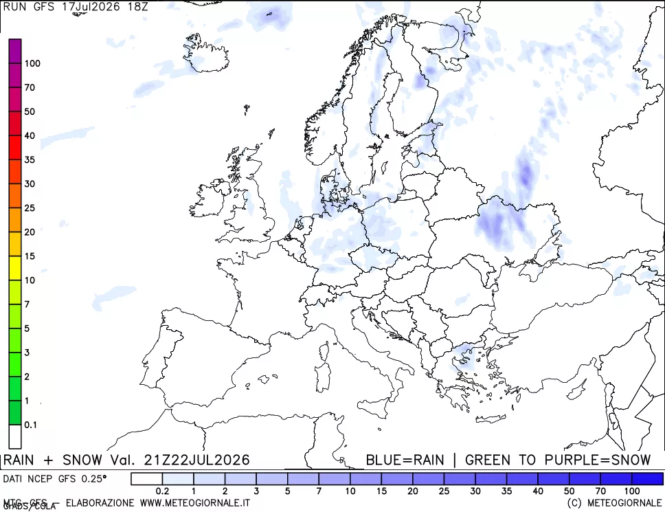 mappa Precipitazioni totali e nevose