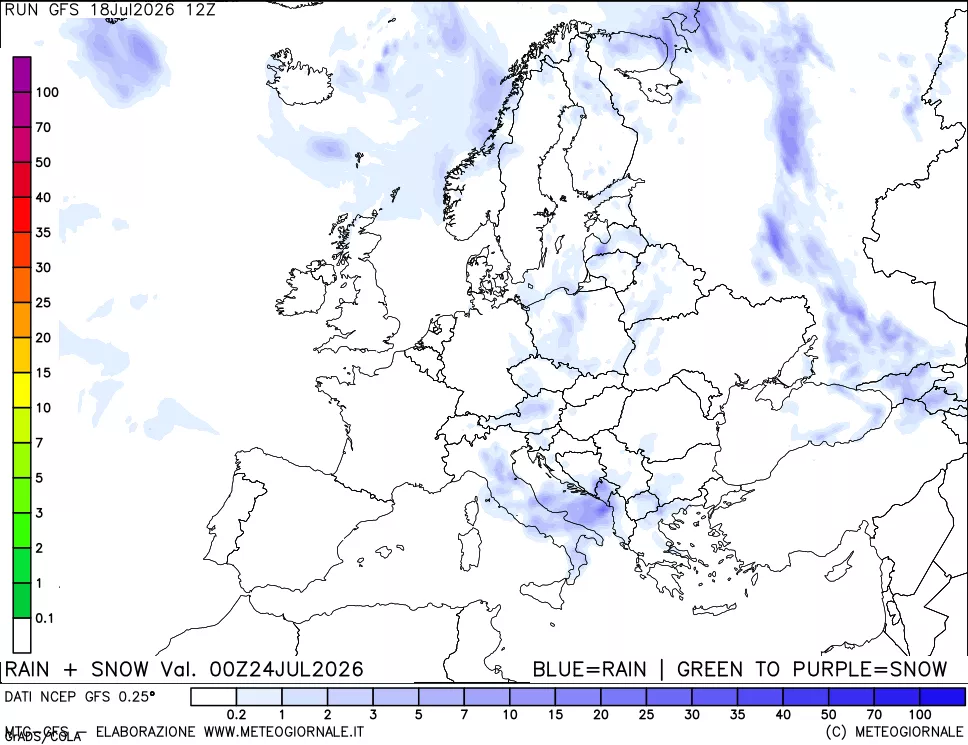 mappa Precipitazioni totali e nevose