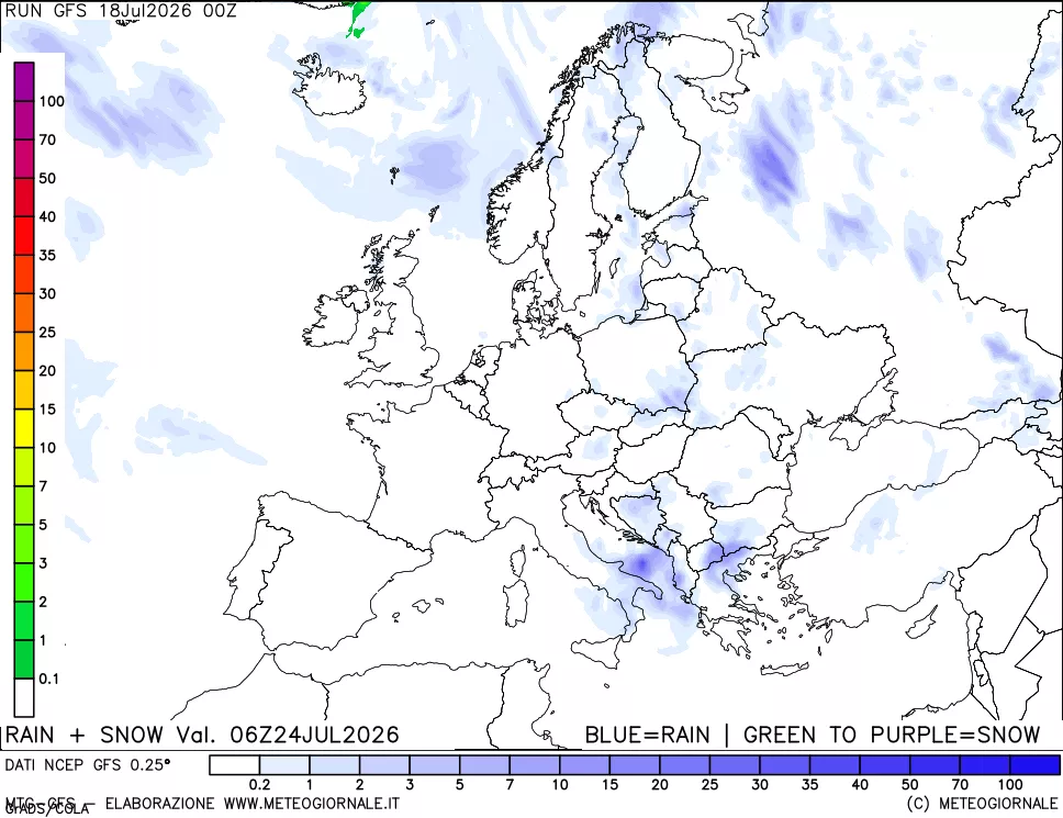 mappa Precipitazioni totali e nevose