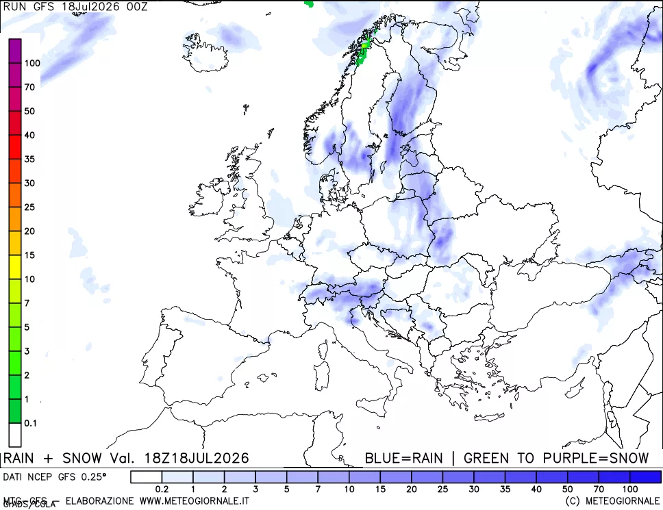 mappa Precipitazioni totali e nevose
