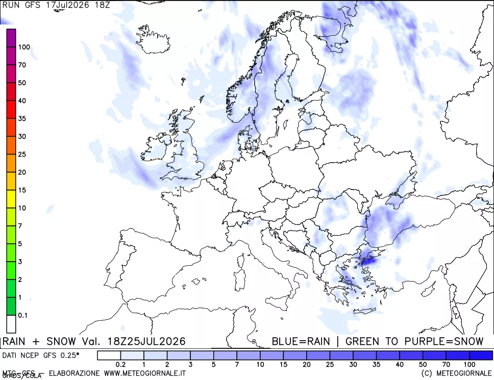 mappa Precipitazioni totali e nevose
