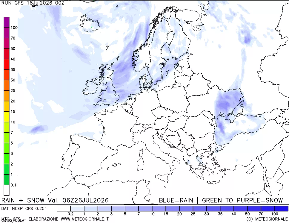 mappa Precipitazioni totali e nevose