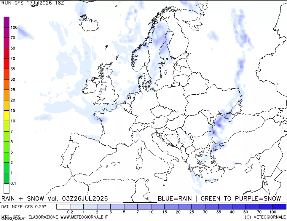 mappa Precipitazioni totali e nevose
