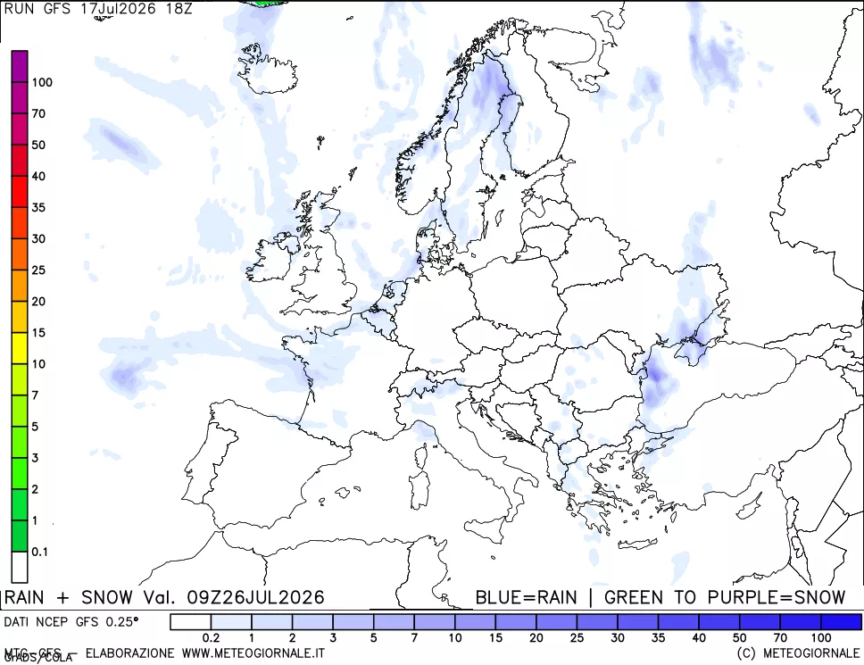 mappa Precipitazioni totali e nevose
