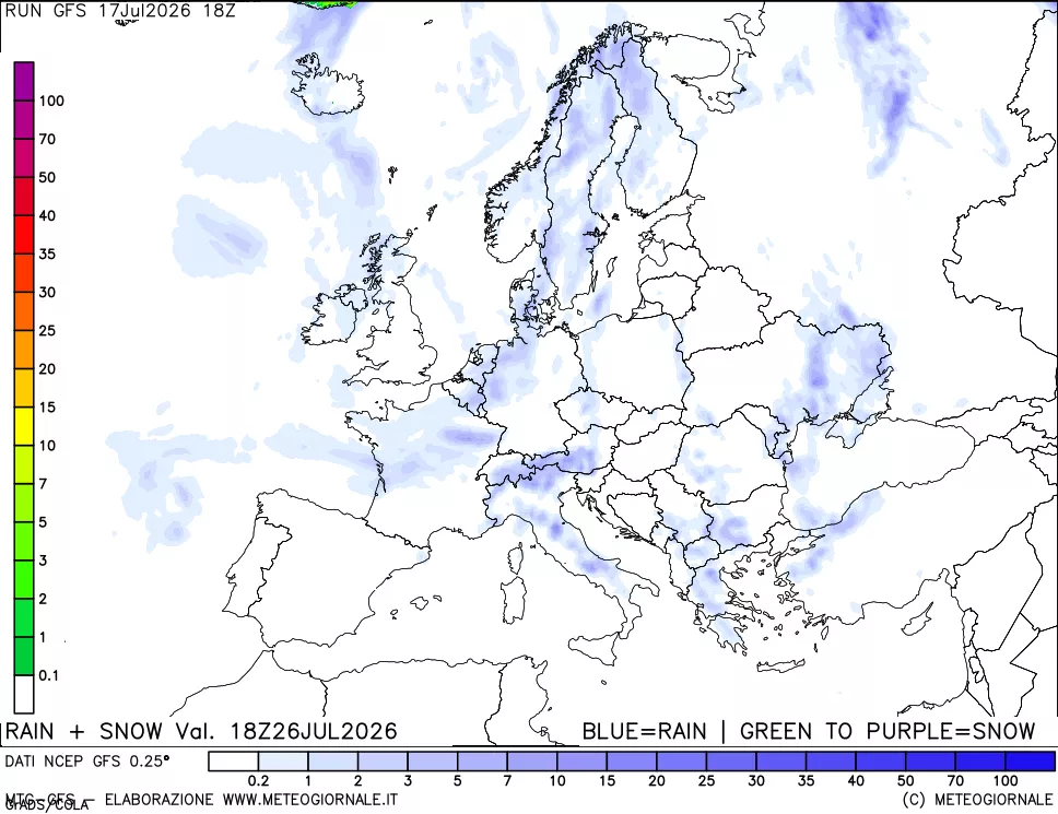 mappa Precipitazioni totali e nevose