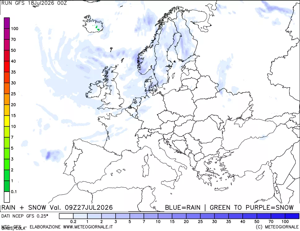 mappa Precipitazioni totali e nevose