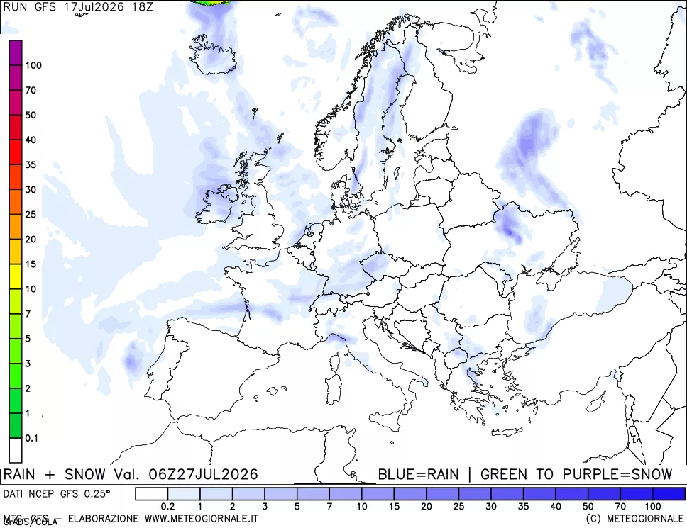 mappa Precipitazioni totali e nevose