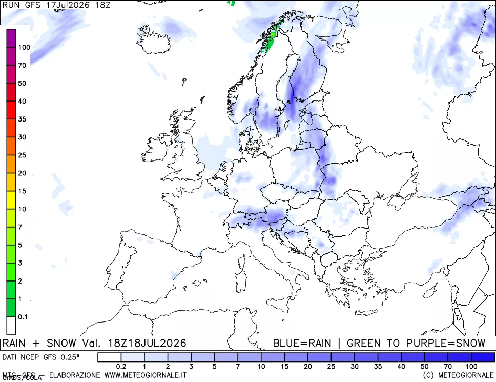 mappa Precipitazioni totali e nevose