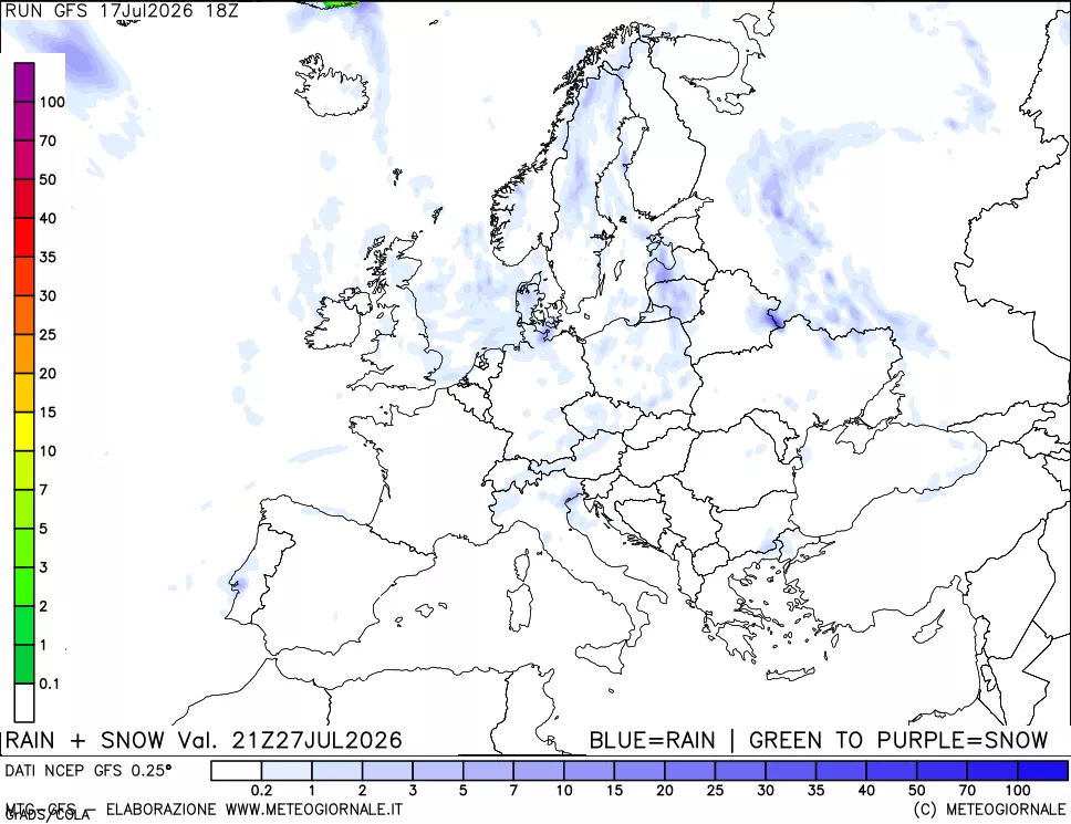 mappa Precipitazioni totali e nevose