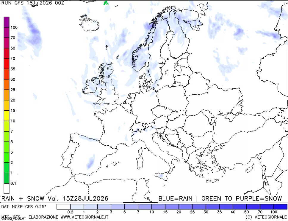 mappa Precipitazioni totali e nevose