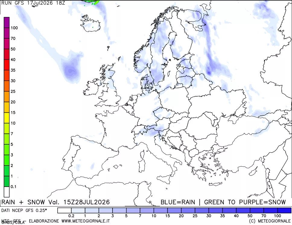 mappa Precipitazioni totali e nevose