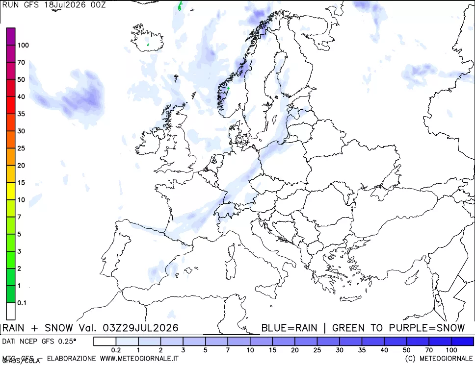mappa Precipitazioni totali e nevose