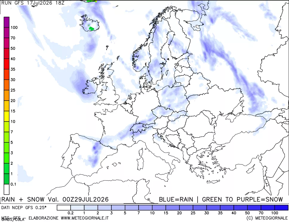mappa Precipitazioni totali e nevose