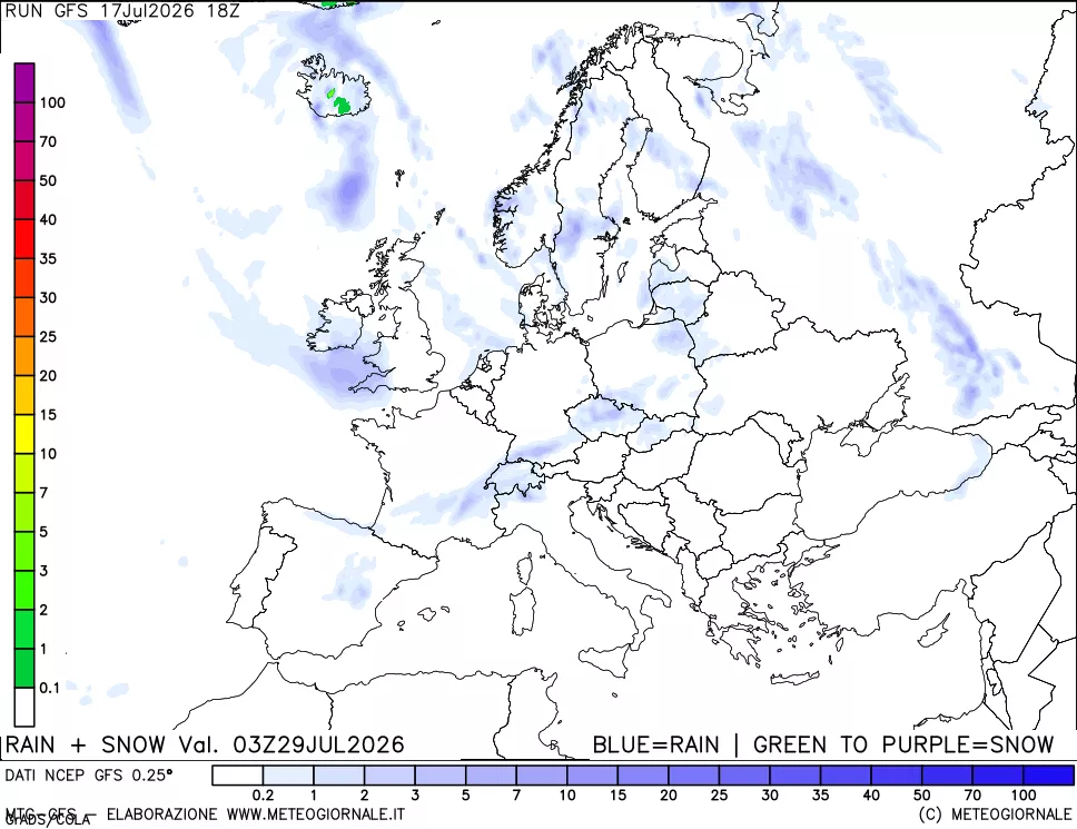 mappa Precipitazioni totali e nevose