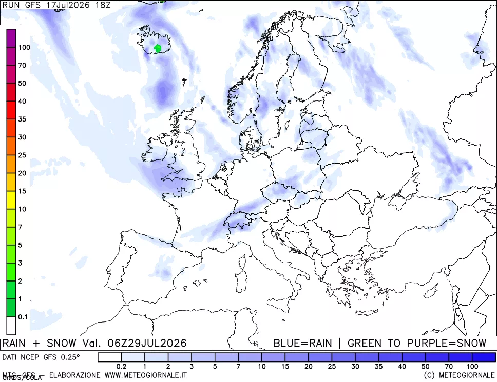 mappa Precipitazioni totali e nevose