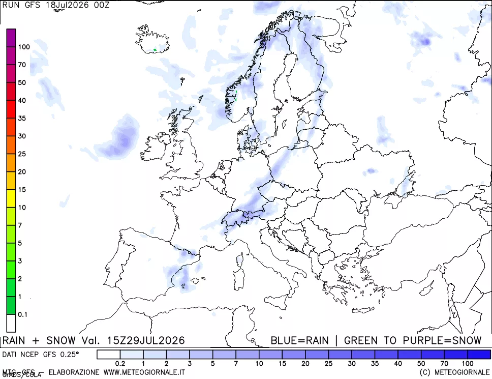 mappa Precipitazioni totali e nevose