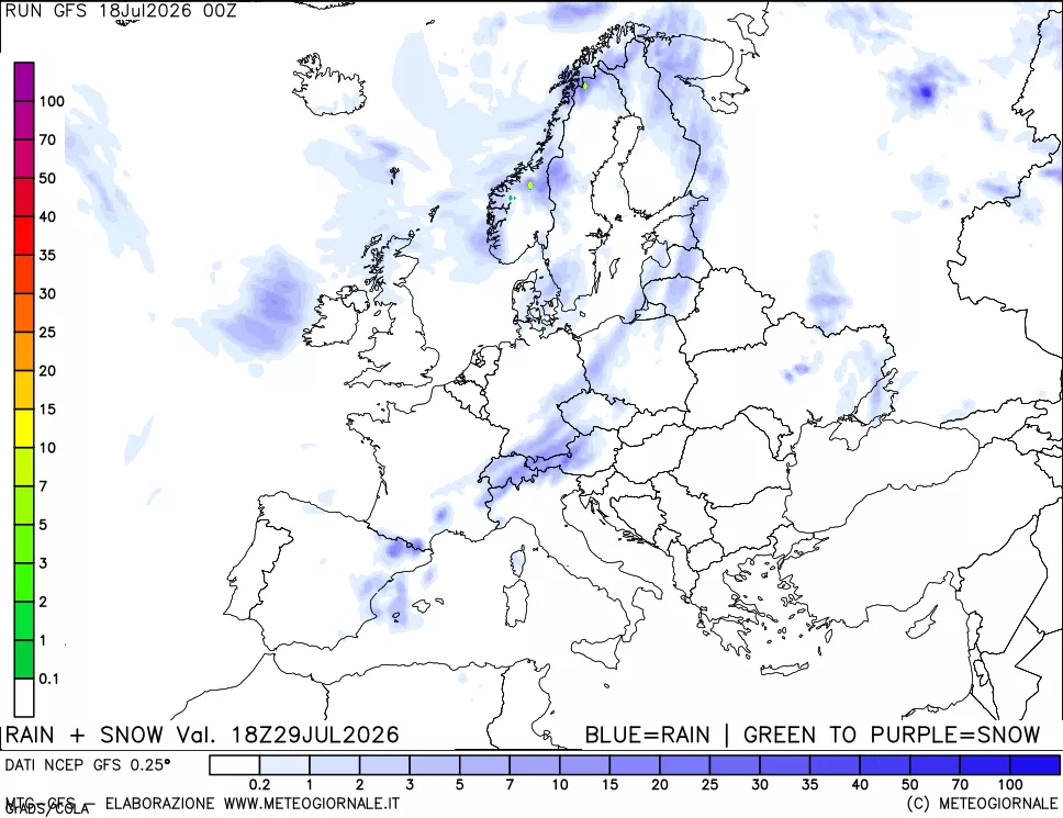 mappa Precipitazioni totali e nevose