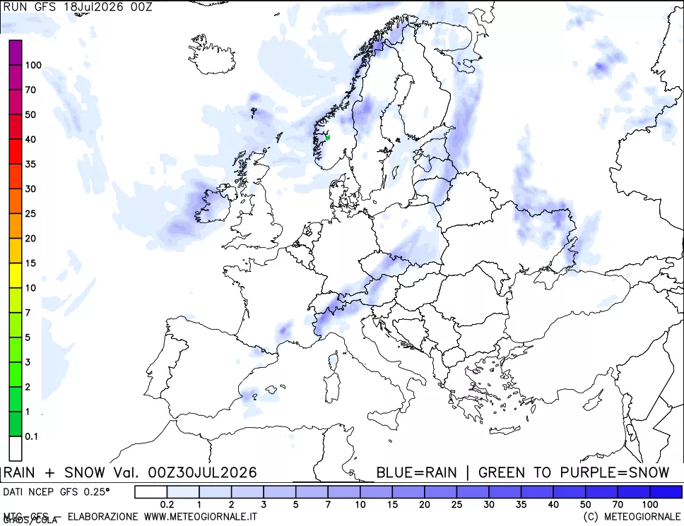 mappa Precipitazioni totali e nevose