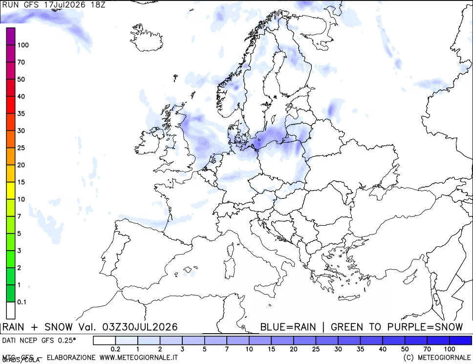 mappa Precipitazioni totali e nevose