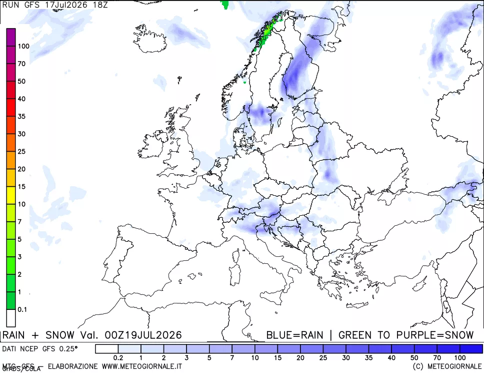 mappa Precipitazioni totali e nevose