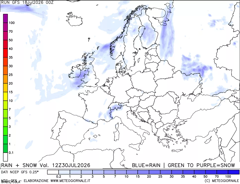 mappa Precipitazioni totali e nevose