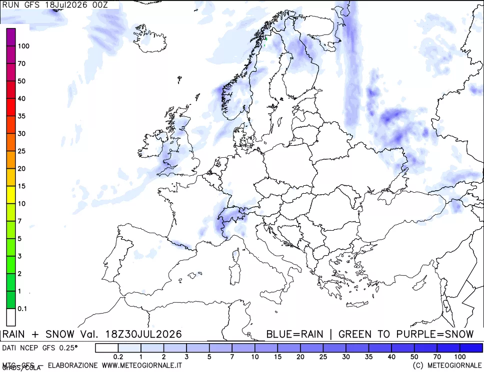 mappa Precipitazioni totali e nevose