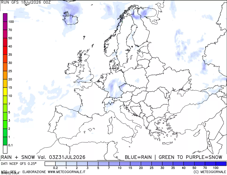 mappa Precipitazioni totali e nevose