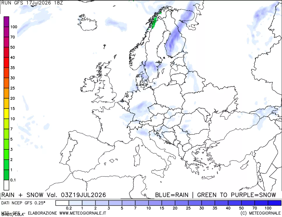 mappa Precipitazioni totali e nevose