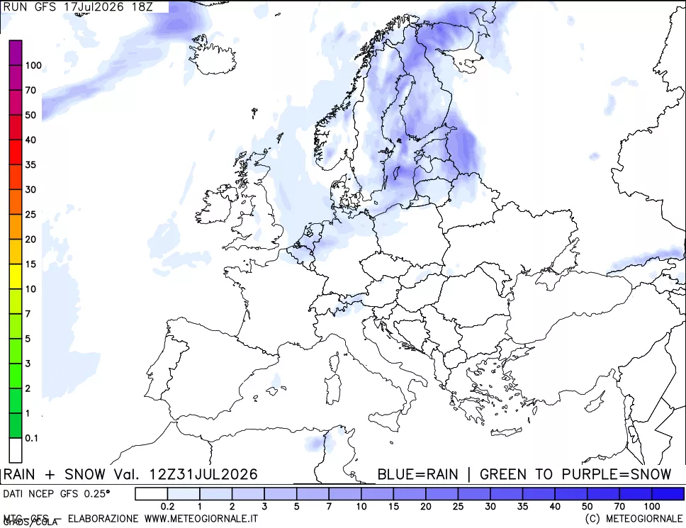 mappa Precipitazioni totali e nevose
