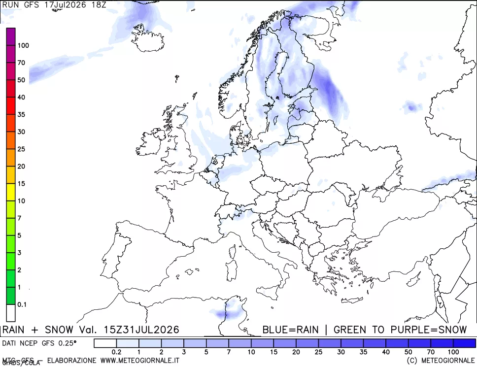 mappa Precipitazioni totali e nevose