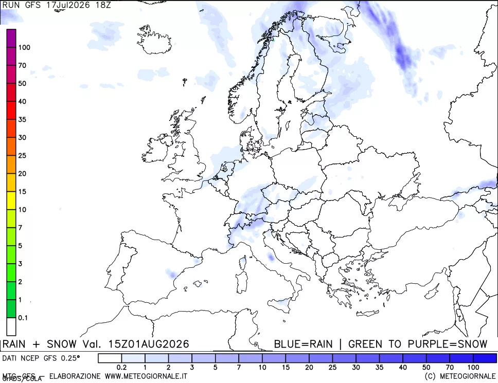 mappa Precipitazioni totali e nevose