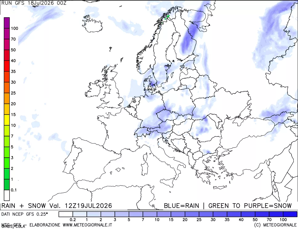 mappa Precipitazioni totali e nevose