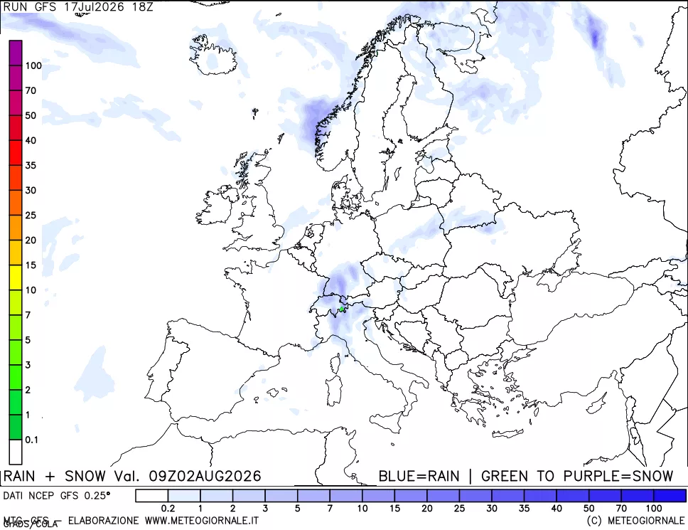 mappa Precipitazioni totali e nevose