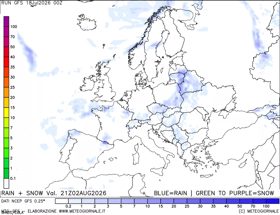 mappa Precipitazioni totali e nevose