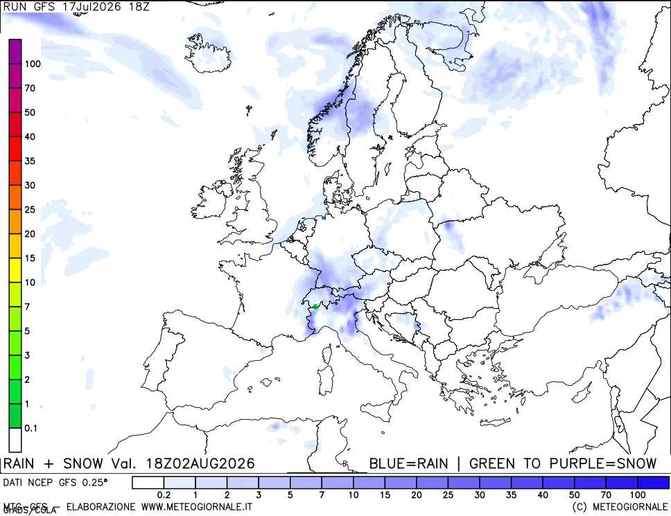 mappa Precipitazioni totali e nevose