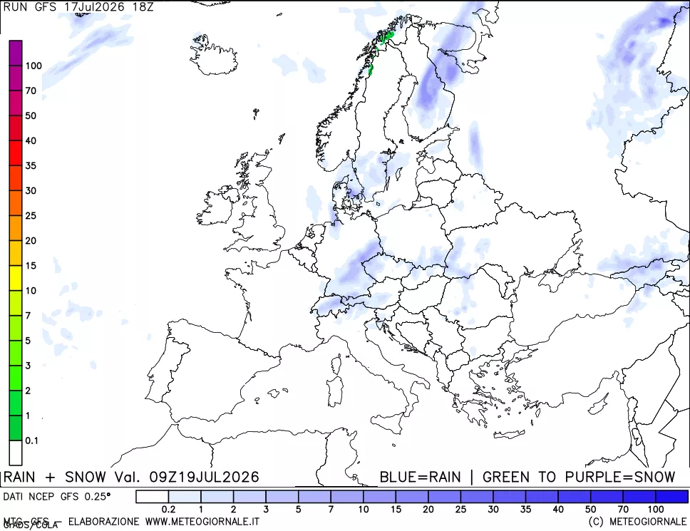 mappa Precipitazioni totali e nevose