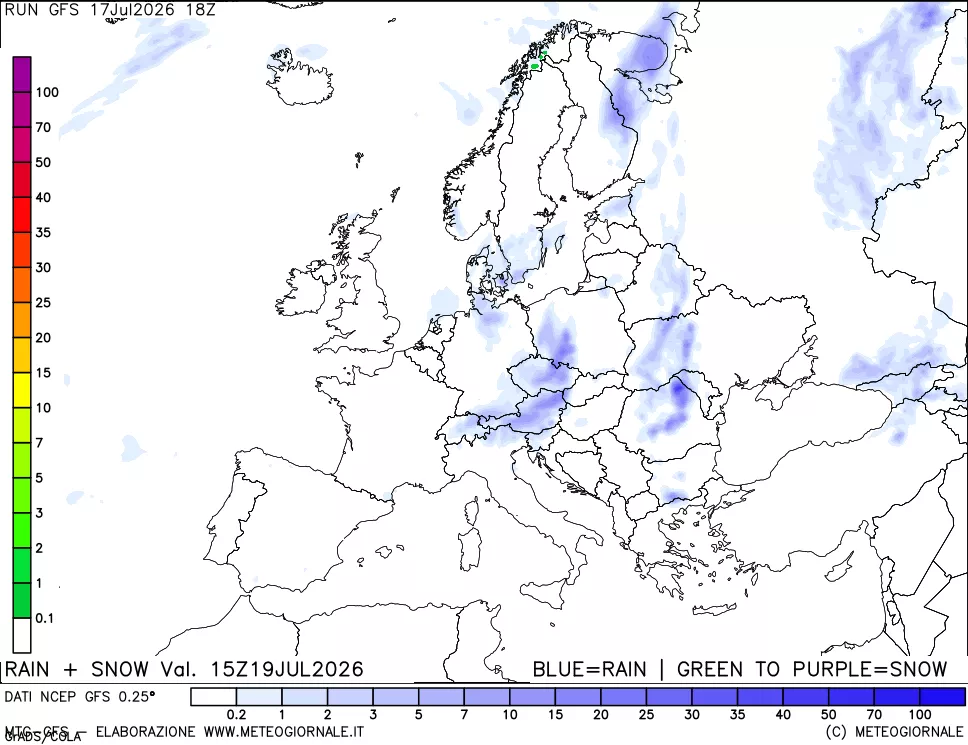 mappa Precipitazioni totali e nevose