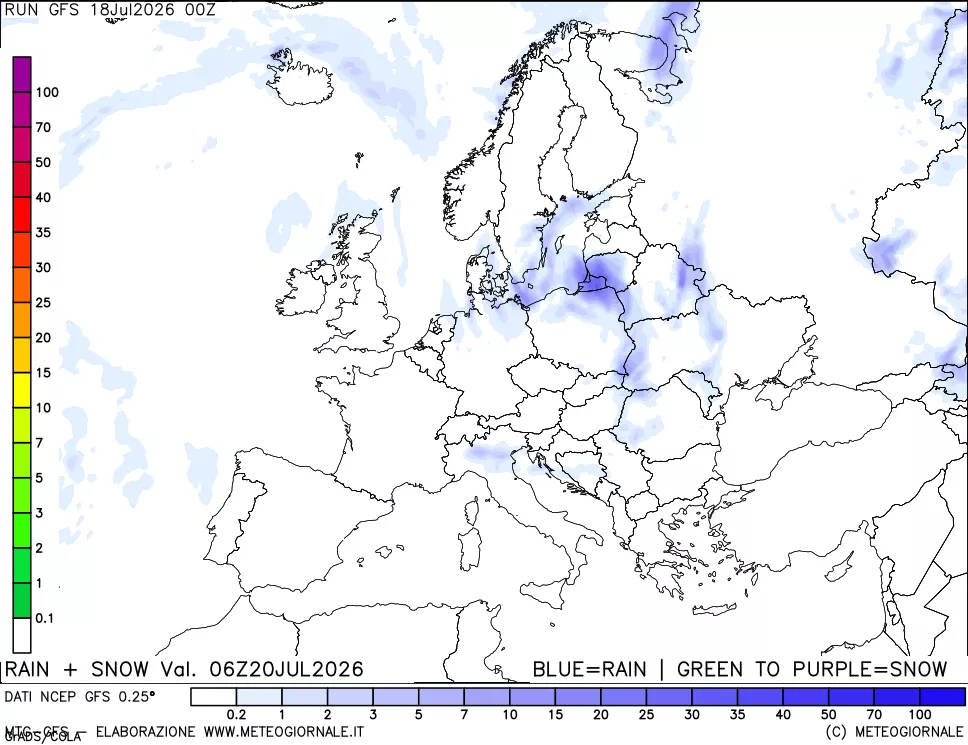 mappa Precipitazioni totali e nevose