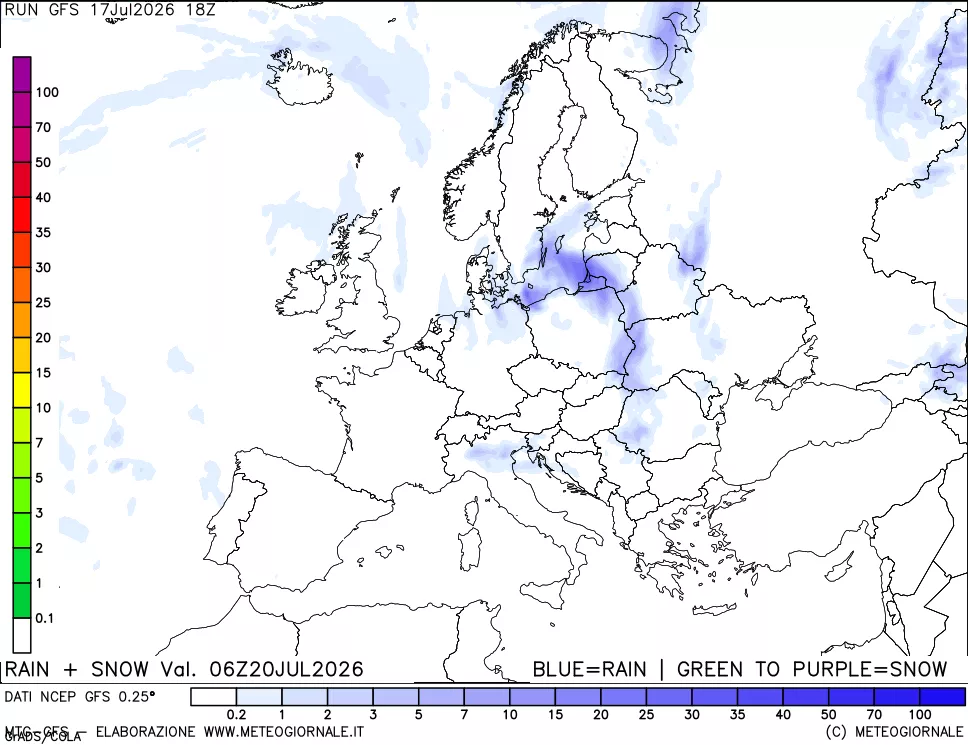 mappa Precipitazioni totali e nevose
